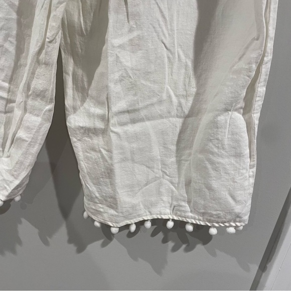 NWT Cato Plus Size White Wide Leg Linen Pants Pom Pom Hem, 22W/24W Swim/Beach - Picture 7 of 8